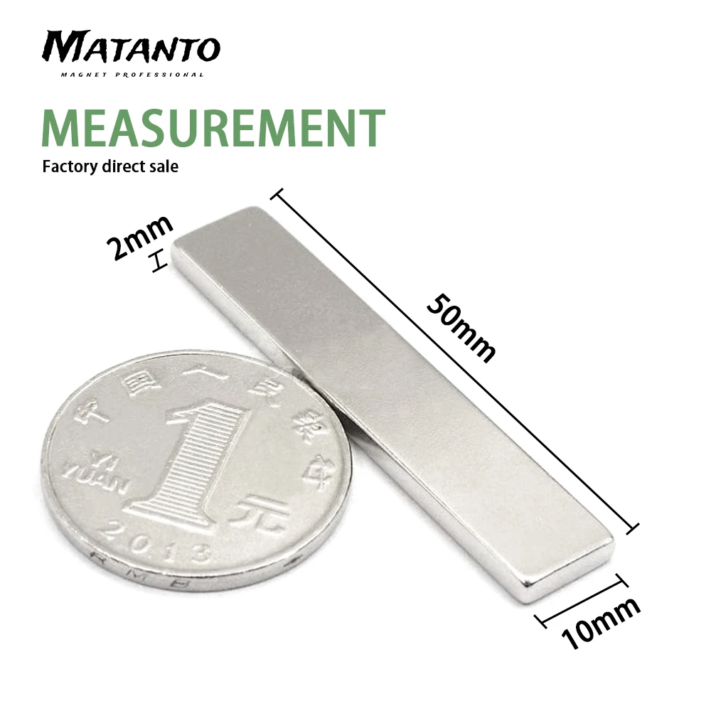 2/5/10/20/50PCS 50x10x2mm Thin Block Strong Rare Earth Magnet With 3M Tape 50*10*2 Rectangular Neodymium Magnets Sheet 50x10x2 |