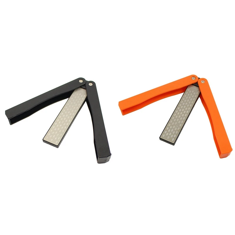 

Двусторонний точильный камень, шлифовальный камень для карманного складного ножа, оранжевый и черный, 2 шт.