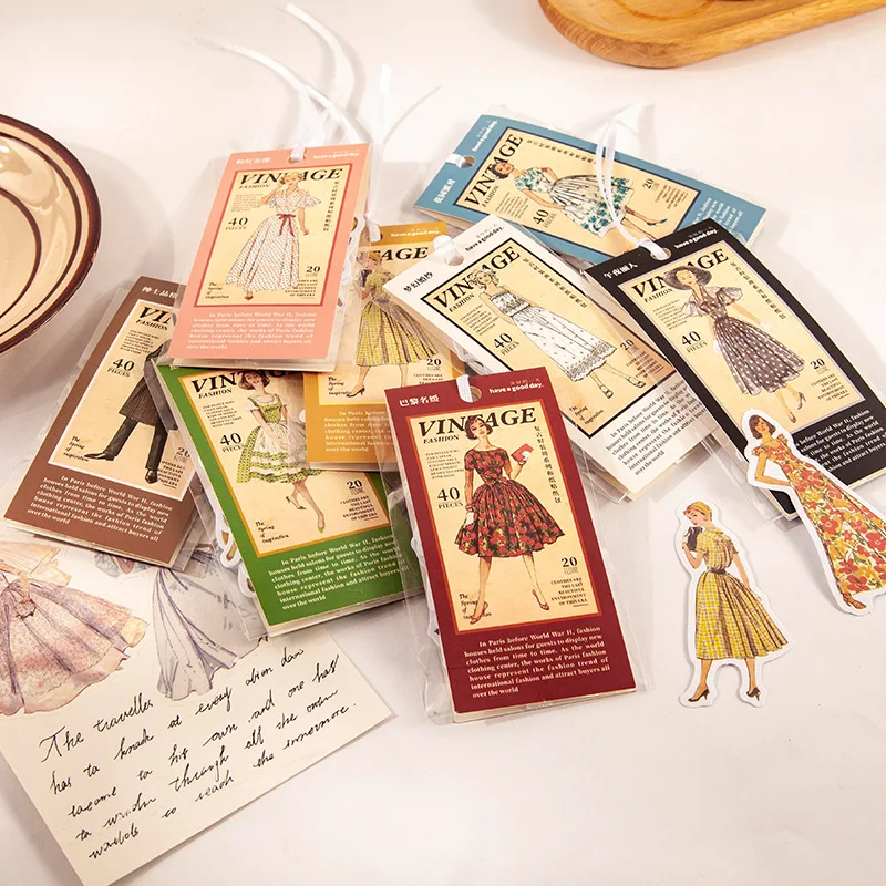 

40 pcs Vintage Fashion figure sticker package DIY diary decoration sticker album scrapbooking material junk journal supplies