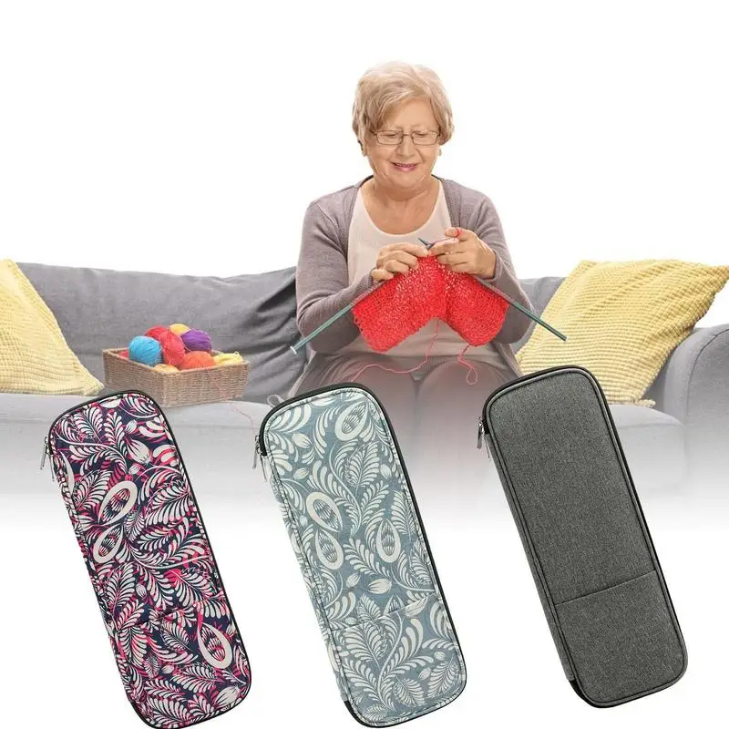 

Knitting Needles Case Crochet Hooks Bag Portable Durable Crochet Storage Pouch Knitting Needles Case Storage Zipper Bag
