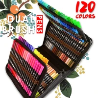 watercolor art markers brush pen dual tip fineliner drawing for calligraphy painting 6072120 colors set kids shool supplies