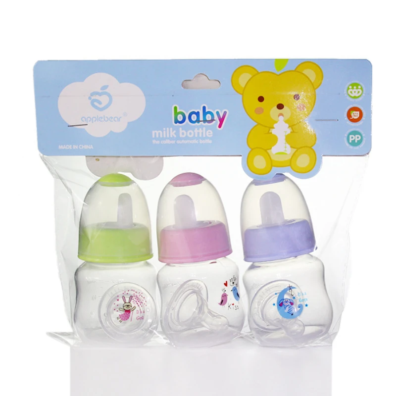 1PC 60ml Baby Newborn Nursing Nipple Bottle PP Pacifier Mini Portable Feeding Nursing Bottle Cute Cartoon Baby Milk Water Bottle