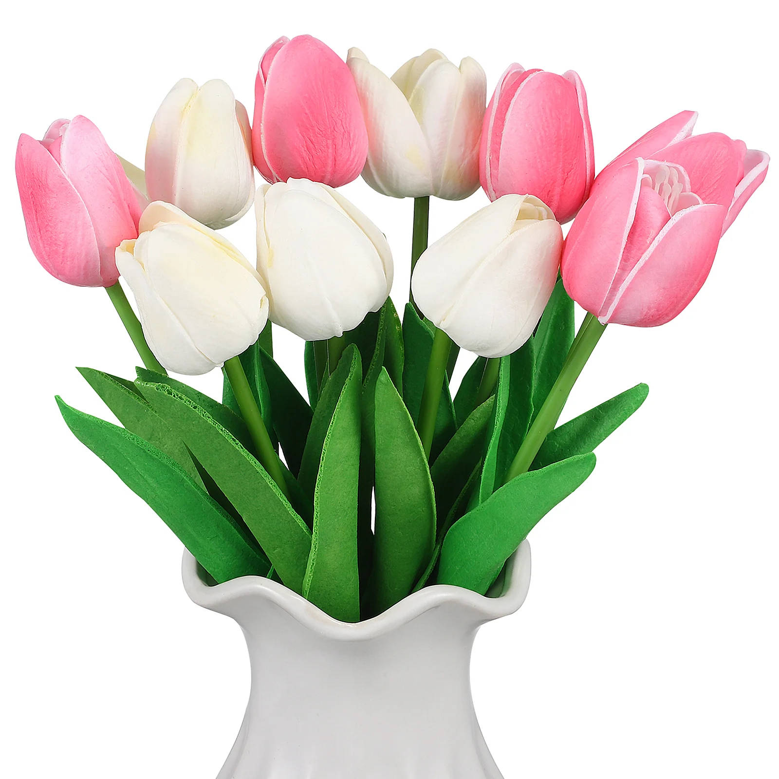 10 Pcs Artificial Tulips Fake Tulip Bouquets Flower Arrangement Props for Home Room Party Wedding