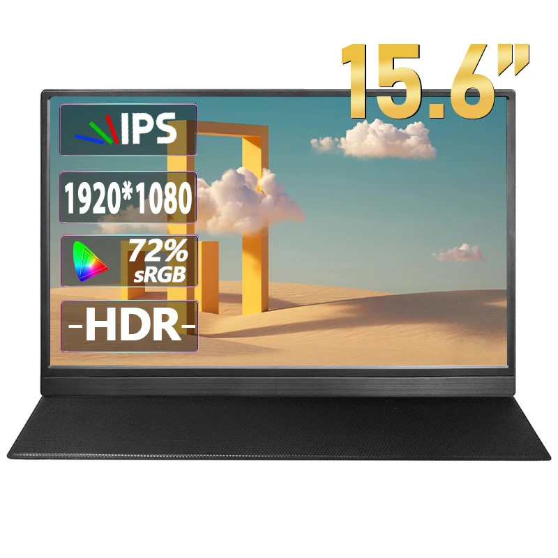 Портативный стерео монитор, 15,6 дюйма, 1080P, IPS, два динамика, HDR, HDMI, USB C, игровой экран для Mac, ноутбуков, ПК, Xbox, PS4, Switch