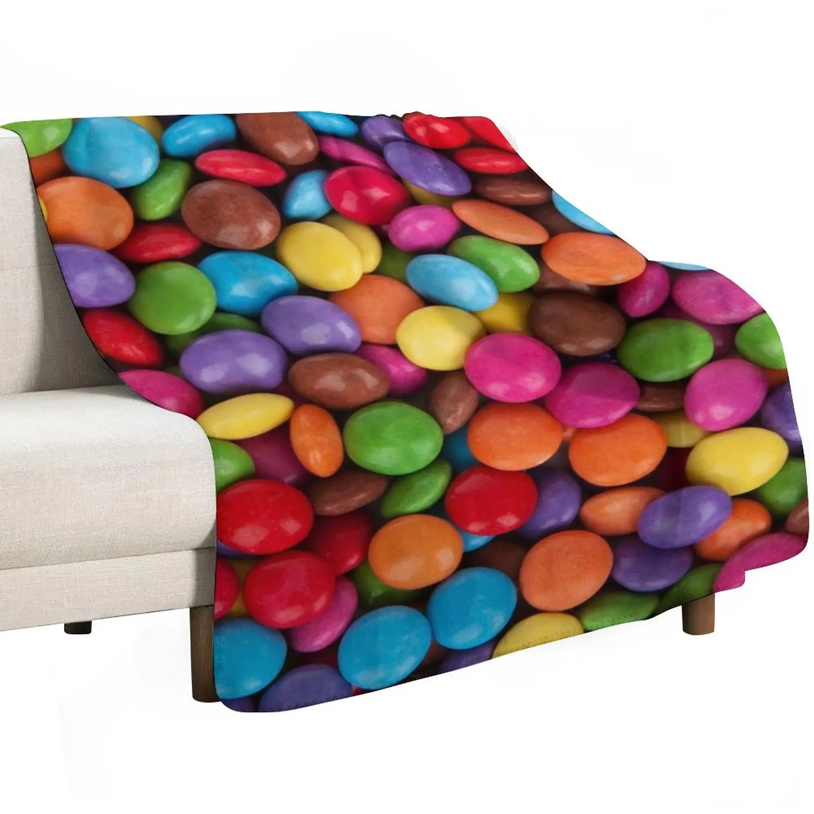 Фото Красочный плед с текстурой конфет M&Ms Skittles Rainbow, маленькие круглые конфеты-кусочки, плед из искусственного меха, мягкий теплый плед для кровати №2
