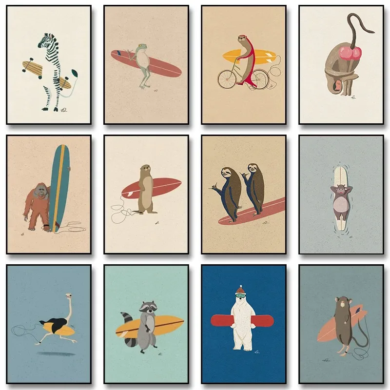 Скандинавские животные для серфинга гризли коала Страусиная Зебра панда