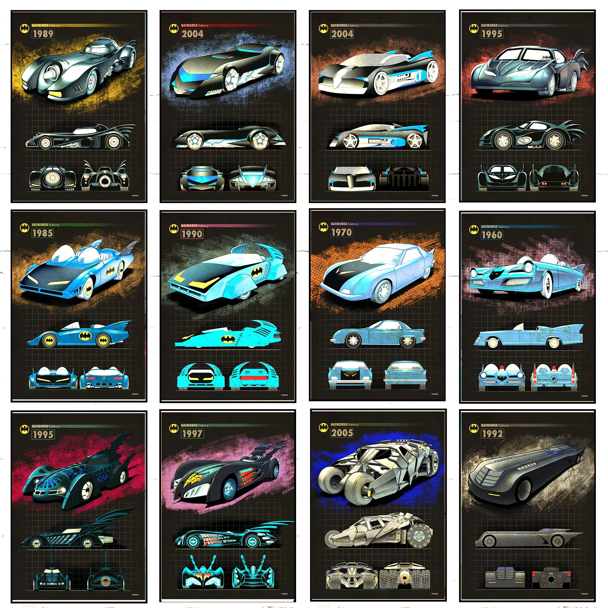 

Bandai DC Batmobile плакат история фильмы автомобиль Бэтмен машины Холст плакат эстетика декоративные картины настенное Искусство Декор комнаты