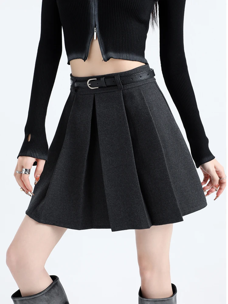 Осень-зима Kawaii мини-плиссированная юбка женская модная уличная одежда шерстяные