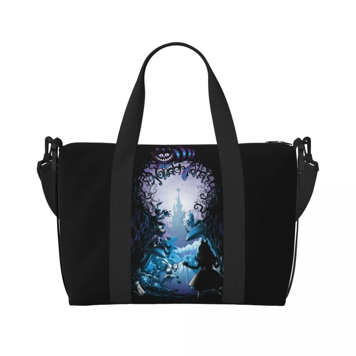 Женская пляжная сумка-тоут с Чеширским котом Алиса в стране чудес манга большая