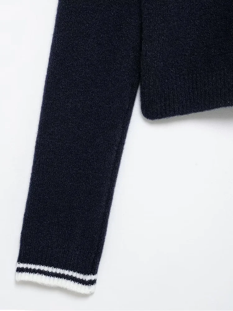 Новинка 2024 осенне-зимний женский короткий пуловер с воротником-поло вязаный