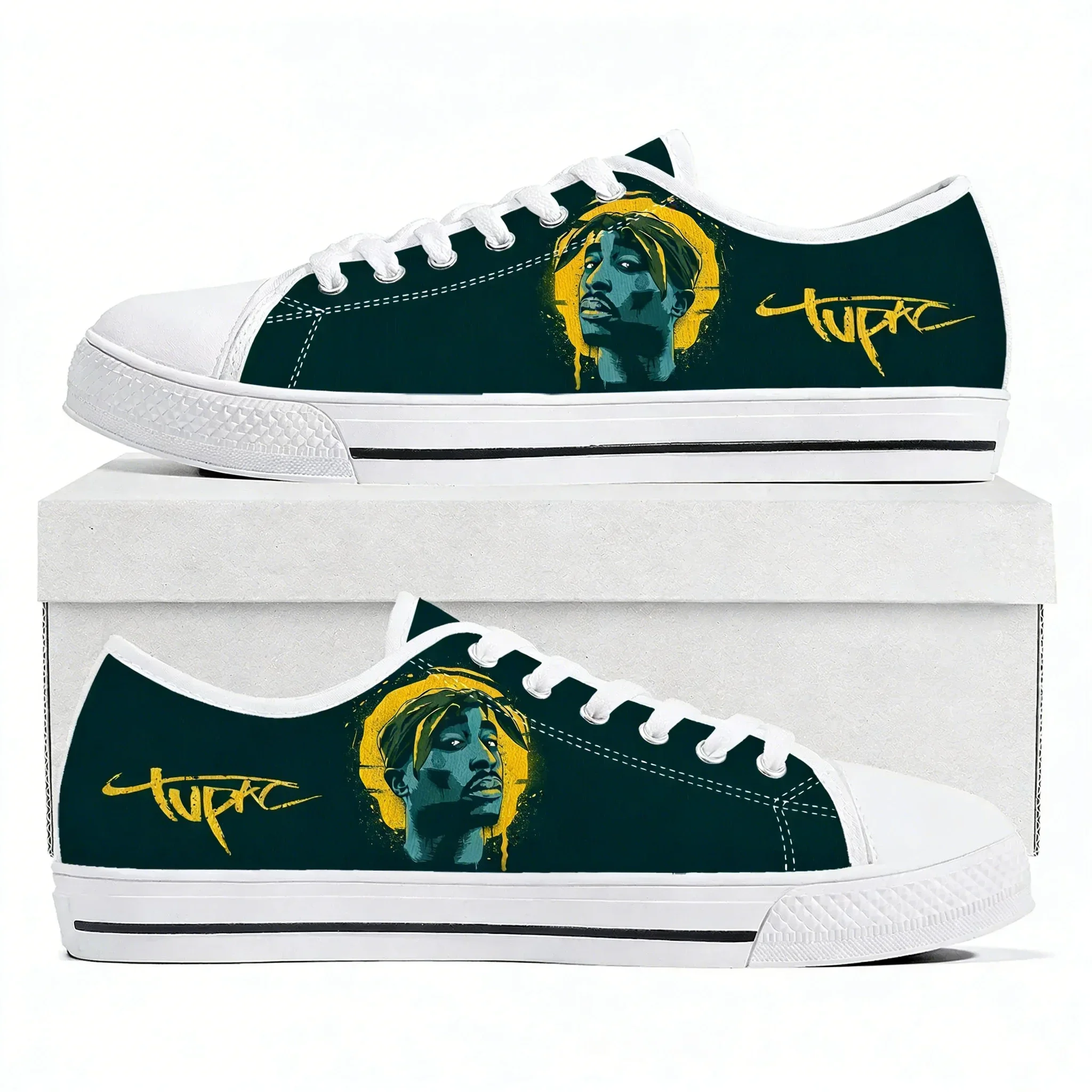 Фото Кроссовки Rap 2Pac Tupac Low Top высокого качества, мужские и женские, из холщовой ткани, модель All Eyez on Me, повседневная обувь для пар, обувь на заказ. №4
