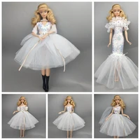 16 bjd outfits white sequin princess dress for barbie doll clothes for barbie accessories party gown evening dresses toys 11 5