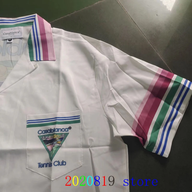 Real Photos Multi Color CASABLANCA Shirt Shorts Set Men Women Hip Hop Hawaii Beach Holiday Surf Short Suit