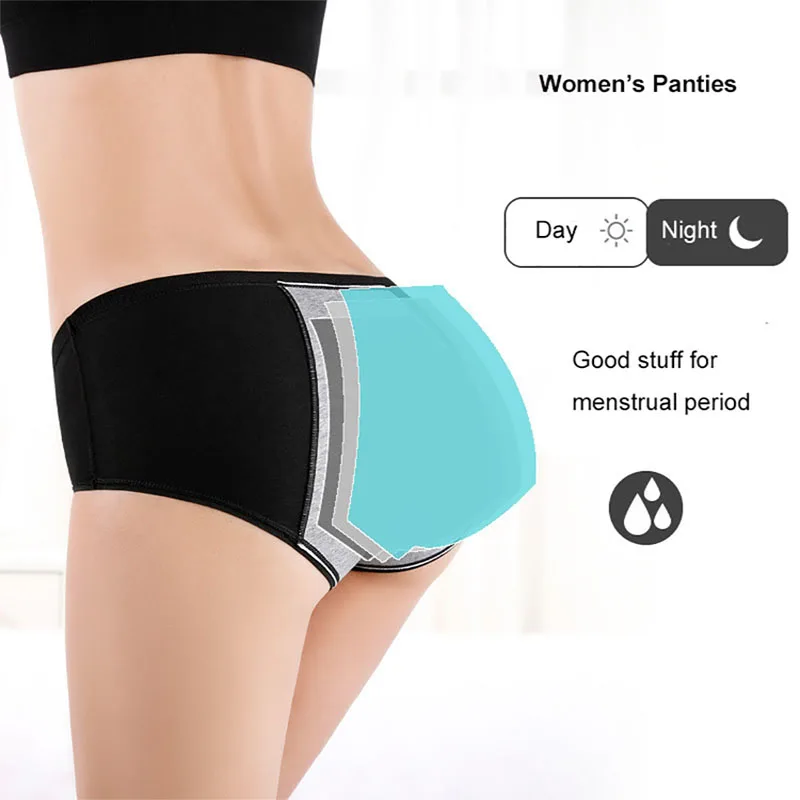 

Women's Underwear Cotton Mid-Waist Plus Size Physiological Underpants Leak-proof Panties Ladies Briefs Menstrual Period Bottoms