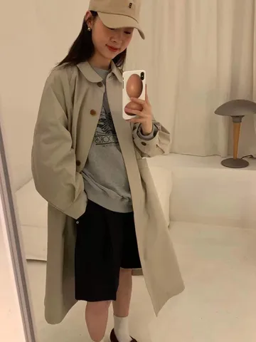 2022 точечная Новинка весна новая дизайнерская нишевая ветровка с рукавом-фонариком и длинными рукавами-фонариками пальто для женщин - изображение