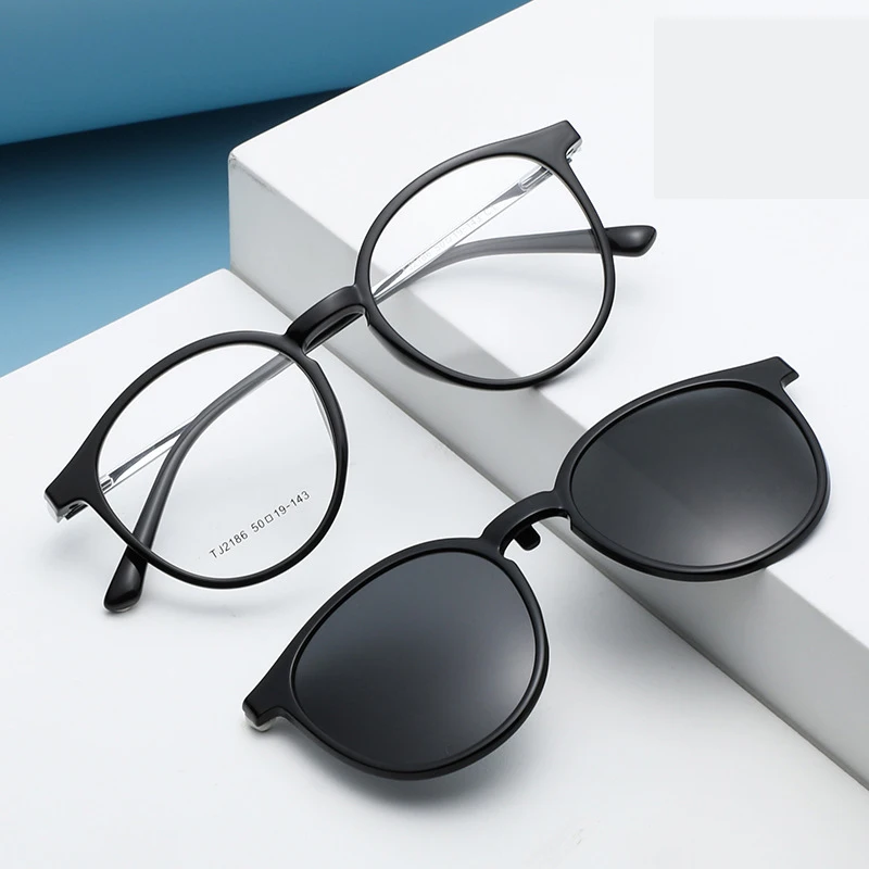 

Fashion Retro Round Eyewear Magnetic Clip-on Glasses Polarized Sunglasses Man Woman Optical Prescription Eyeglasses Frame 2188