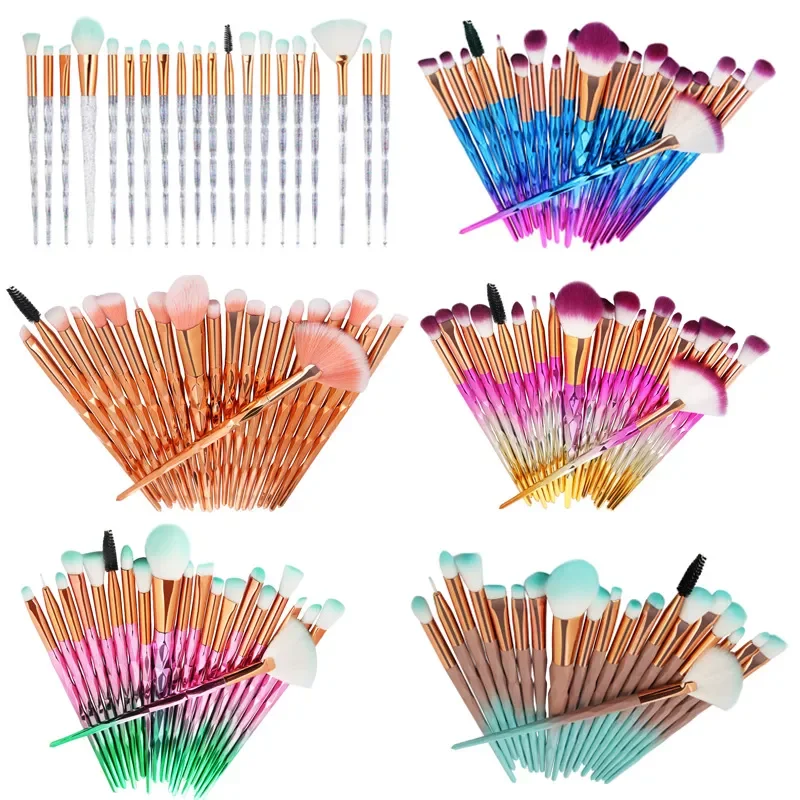 Diamond Transparent Makeup Brush Set Powder Foundation Blush Blending Eye shadow Lip Cosmetic Beauty Pincel Maquiagem