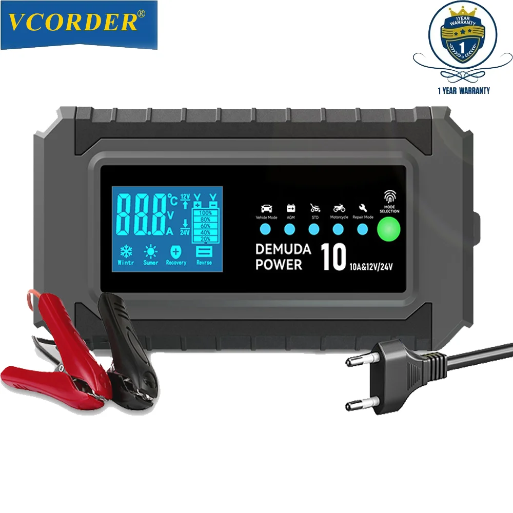 12V 10A Automotive Battery Charger 24V 5A Car Battery Charger Fast   Charging For AGM GEL WET Lead Acid LCD Display Motorcycle