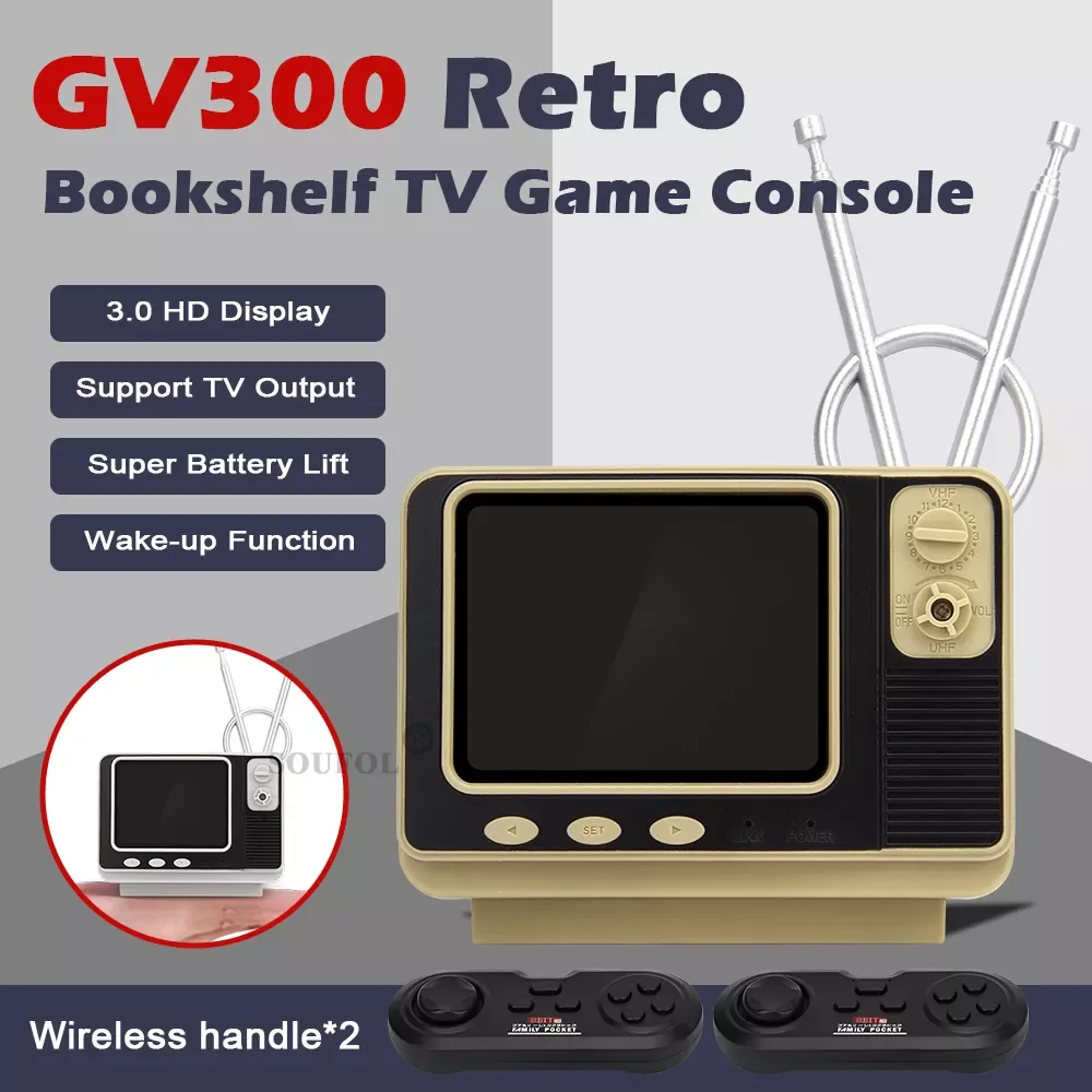 

Mini Retro TV Game Console Handheld Video Game Console Digital Watch Built-in 108 Different Games For NES AV Out GV300