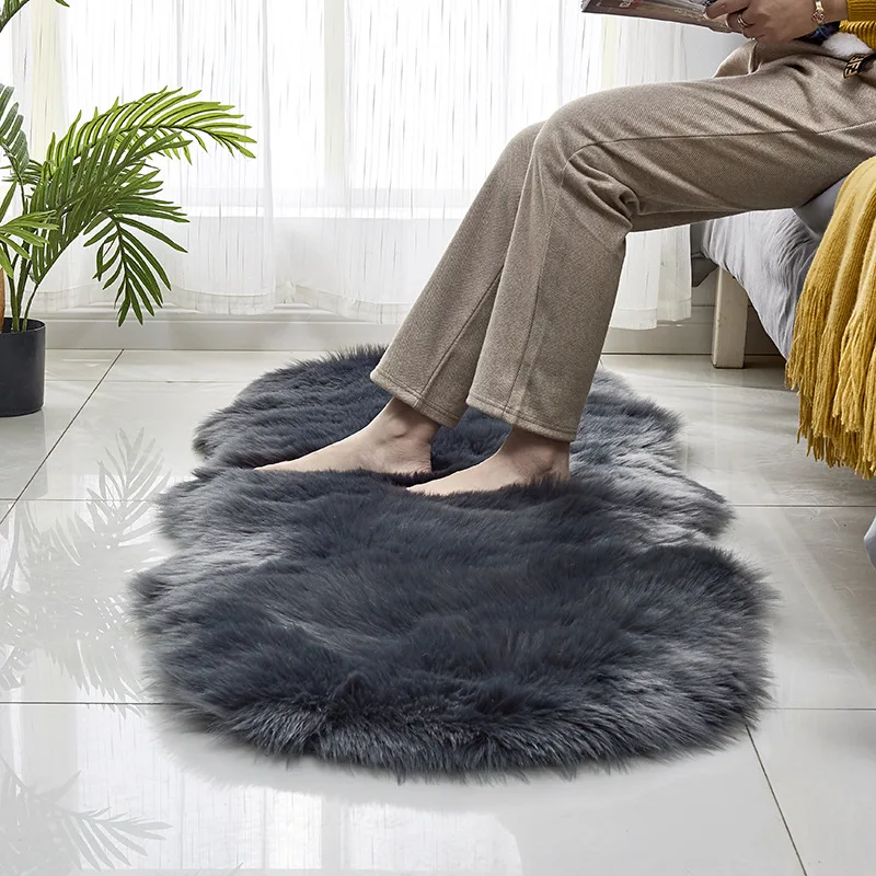 

Living Room Plush Floor Rugs Mats Kids Room Faux Fur Area Rug Carpet Solid Fluffy Soft Shaggy Carpet Artificial Sheepskin Hairy