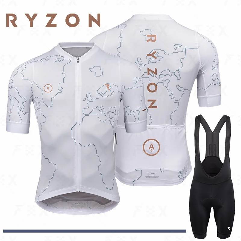 

2023 RYZON Men Cycling Jersey Sets roupa Ciclismo Summer Short Sleeve Bicycle Clothing Bib Pants Suit MTB maillot Bike Uniform