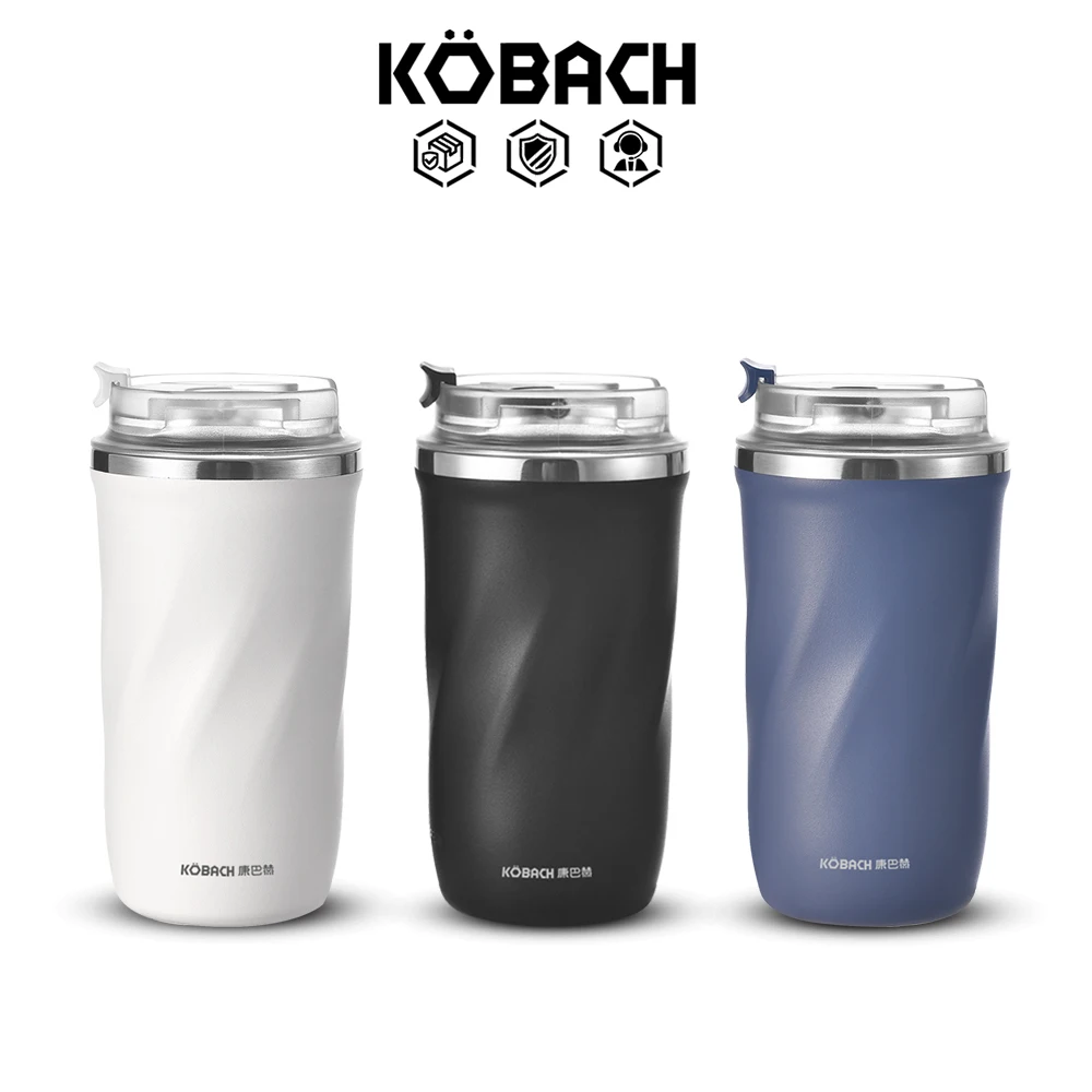 

KOBACH 380ml Portable Coffee Mug Stainless Steel Coffee Cup Thermos Mug Travel Water Bottle