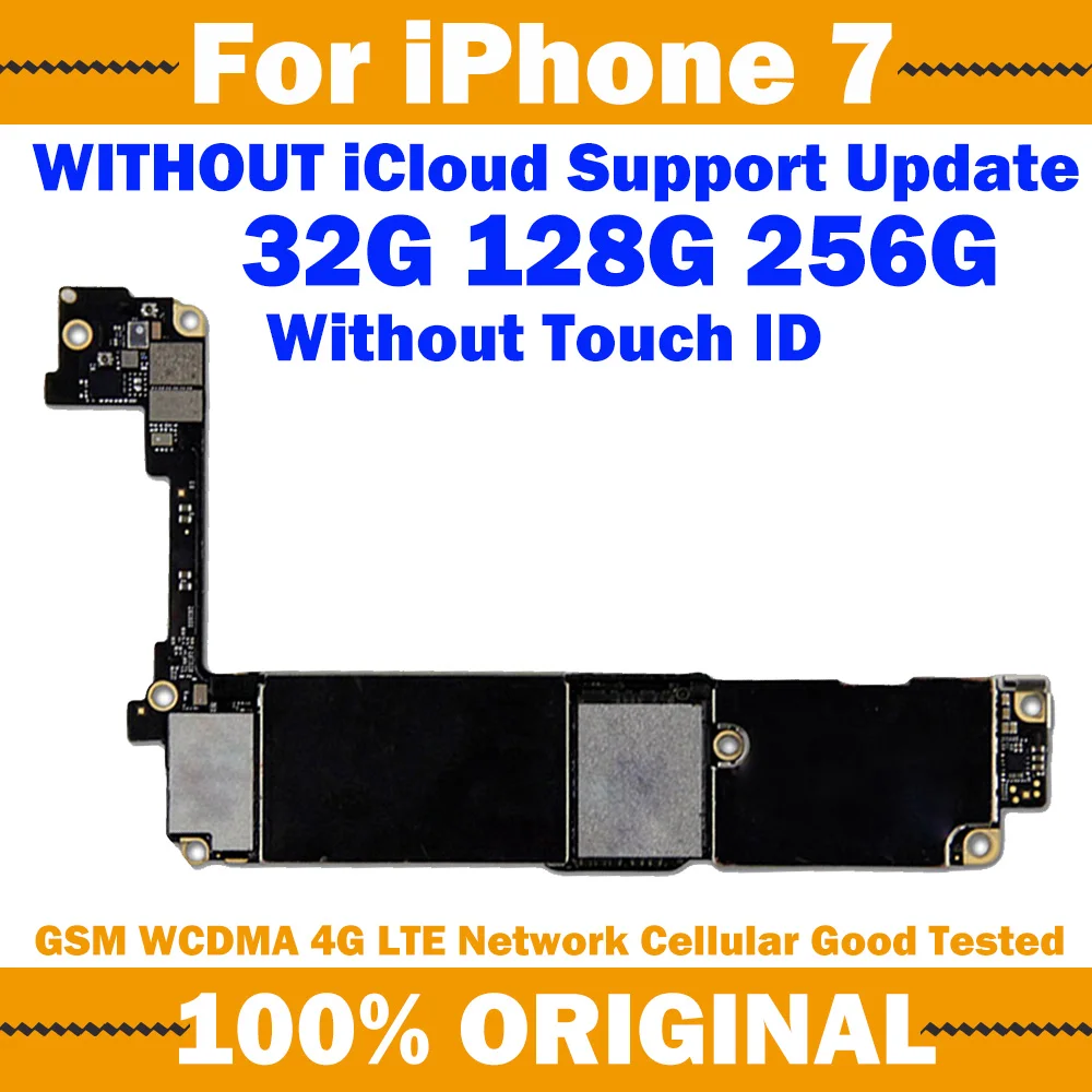 Материнская плата 32 ГБ/128 ГБ/256 ГБ для iphone 7 с Touch ID/без ID 100% оригинал бесплатный iCloud