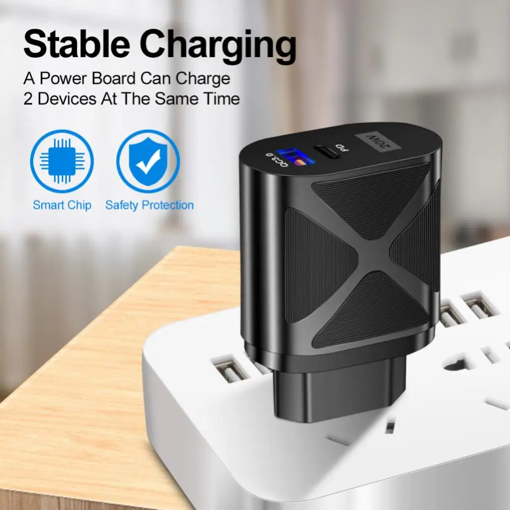 

Type-c Qc3.0 Charging Head Portable Pd Fast Charge Charger 20w For Travel 4a Charging Converter Head Eu Us Uk Phone Accessories
