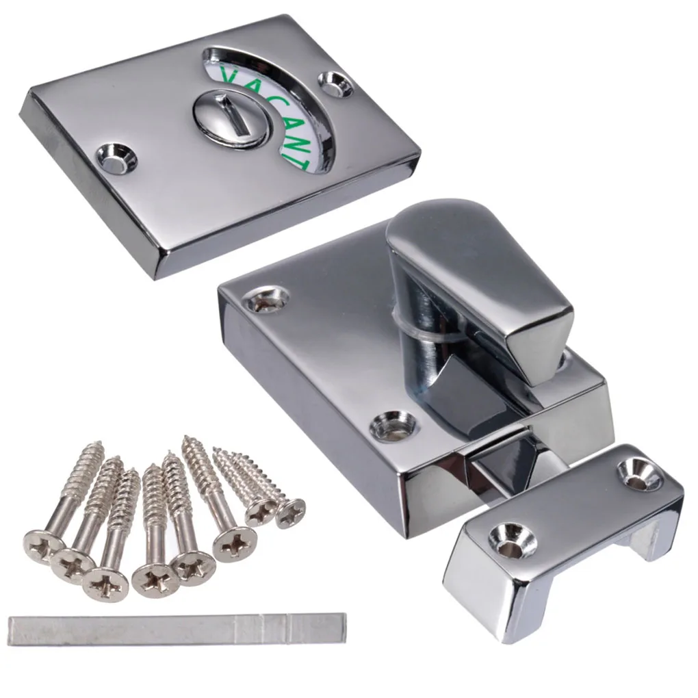

1 Set Zinc Alloy Polished Chrome Or Satin Indicator Bolt Vacant/ Engaged Bathroom Toilet Door Lock