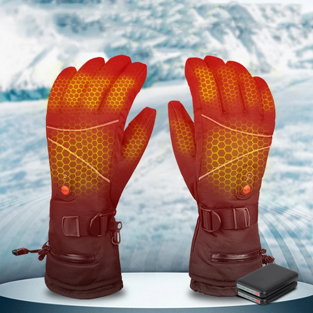 

Перчатки унисекс с электроподогревом, перезаряжаемые варежки с сенсорным экраном, ветрозащитные 3 уровня нагрева, для зимних видов спорта на открытом воздухе
