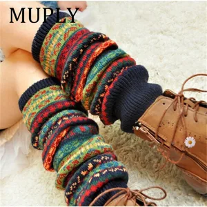 Зимние гетры выше колена, вязаные крючком гетры , леггинсы , шикарные теплые гетры в полоску, Calentadores Pierna Mujer, облегающие гетры гольфы гетры зимние,бандалетки для бедер, гетры женские, гетры,