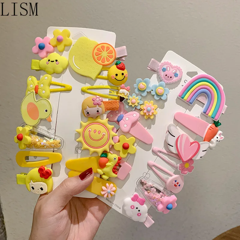 

14pc/Korean Fashion Children's Hair Accessories Girls Hairpin Cute Suit Shredded Hairpin Little Girl Headdress Baby Hair Clip