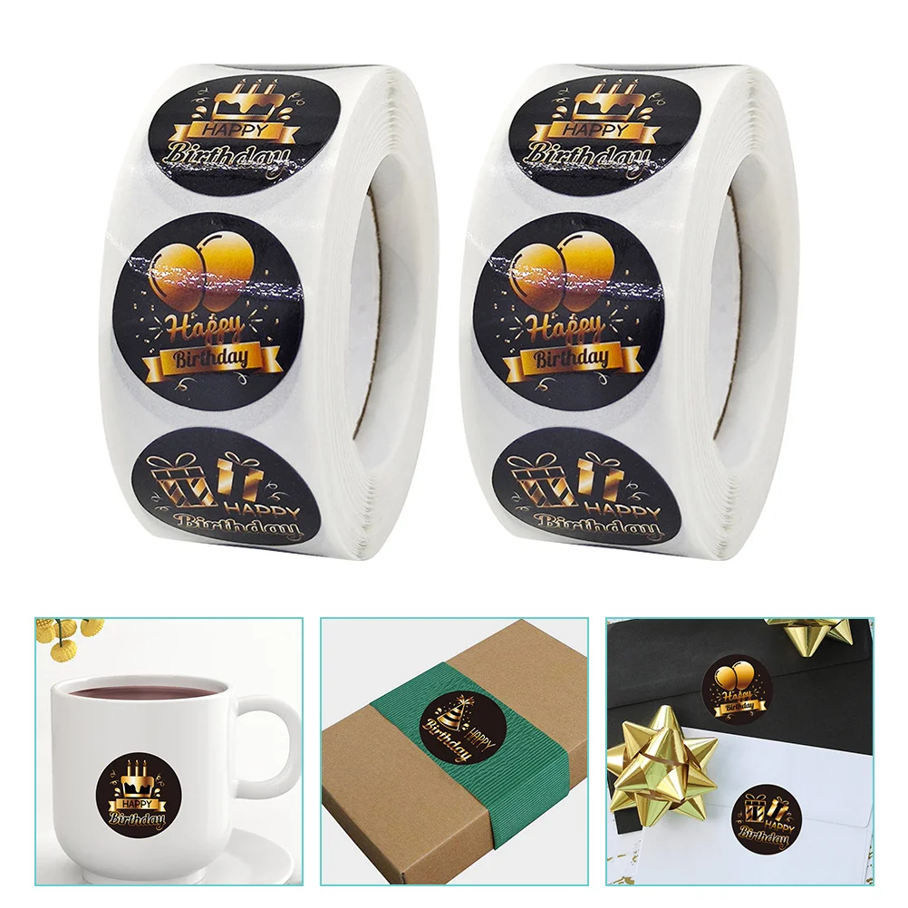 

Birthday Stickers Labels Round Party Happy Sticker Sealingwaterproof Kids Label Decorative Gift Bags Seal Thank Favors You Wrap