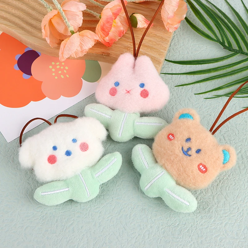 

Cartoon Animal Name Sticker Pendant Cute Bear Rabbit Dog Plush Stuffed Doll Anti-lost Mark Name Tag Charm Keychain Bag Decor 1PC