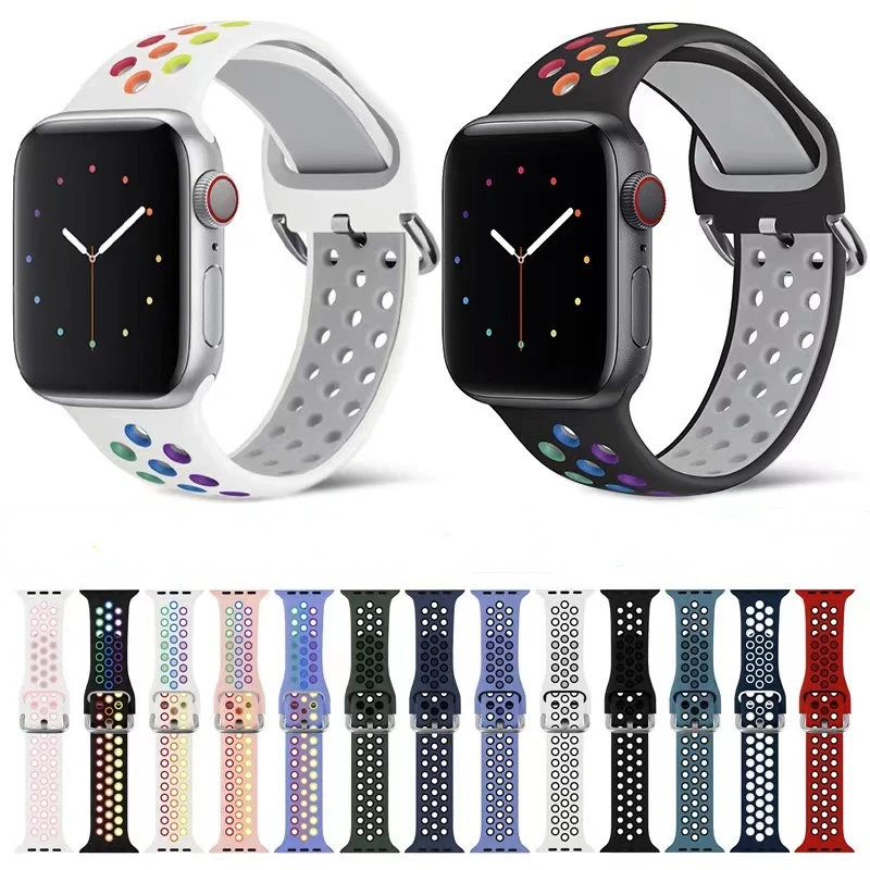 

Silicone Strap for Apple watch band 45mm 44mm 40mm 41mm Series UItra 8 7 6 5 4 SE Sports wristband iwatch 3 42mm 38mm bracelet