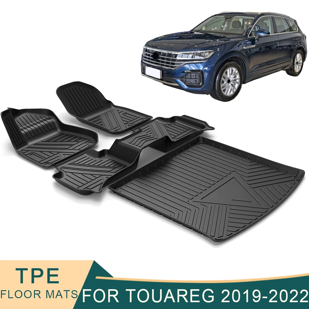 

For VW Volkswagen Touareg CR 2019-2022 Auto Car Floor Mats All-Weather TPE Foot Mats Odorless Pad Tray Mat Interior Accessories