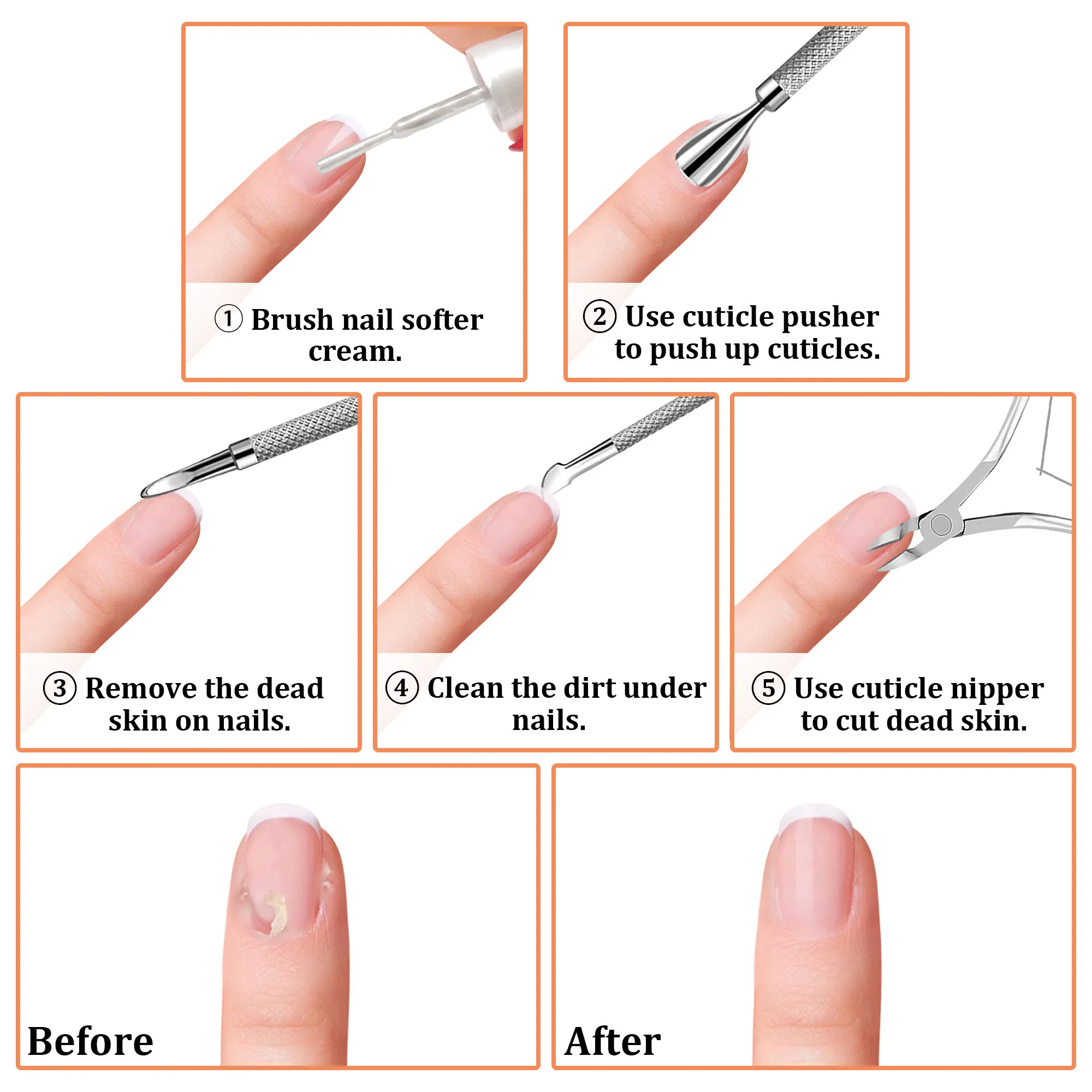 3 шт./компл. инструменты для ногтей отшелушивающая кутикула из трех частей