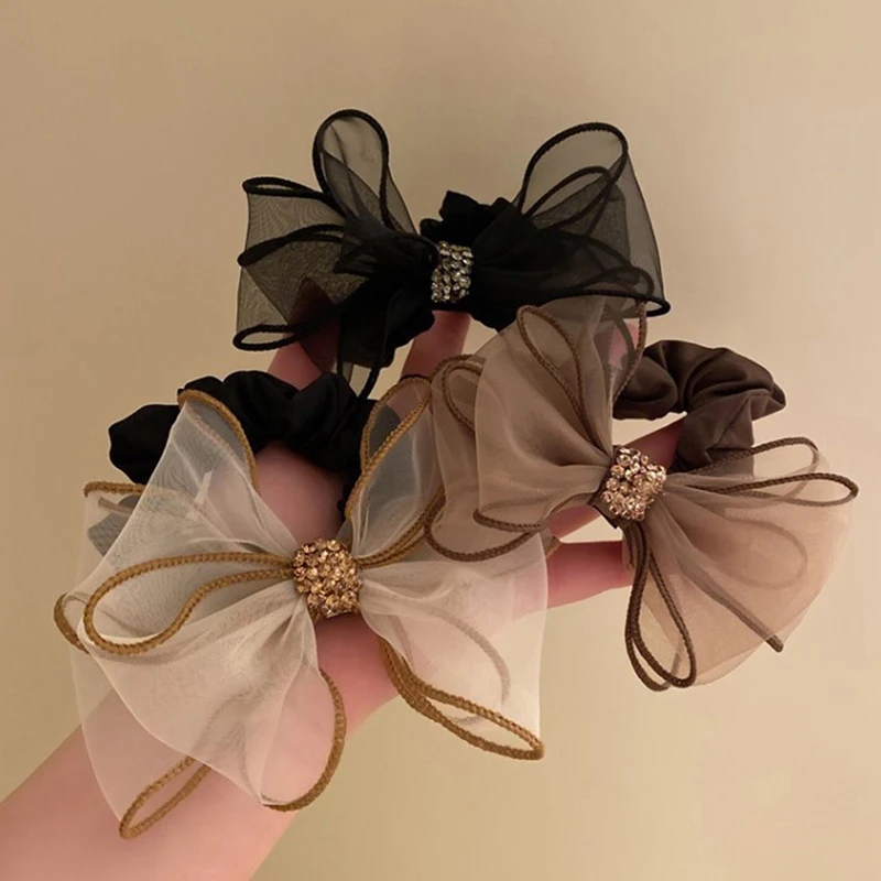 Сетчатый бант резинка для волос красная сетка новинка 2022 универсальная простая