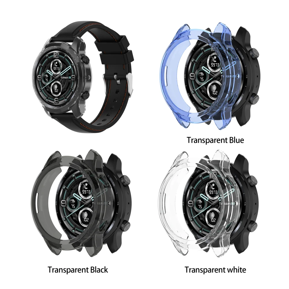 

Soft Rubber Protective Case Tpu Watch Case Transparent Half-packed Protective Shell For Ticwatch Pro3