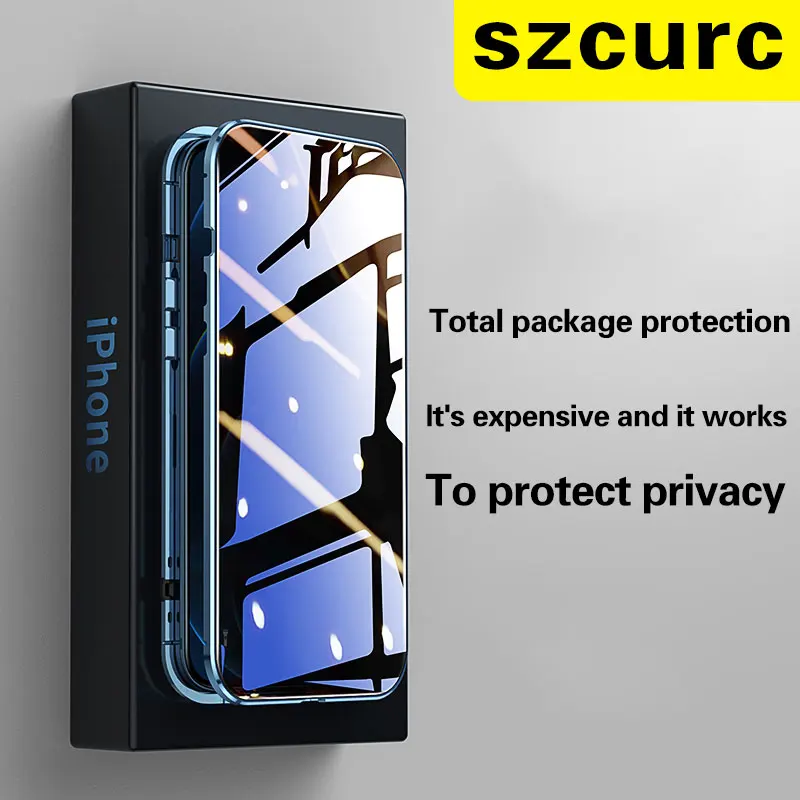 NEW 360° Protection revent the peep For iPhone 14 Pro max phone Case. Magnetic Adsorption Glass iPhon 12 11 13 Mini cover bag