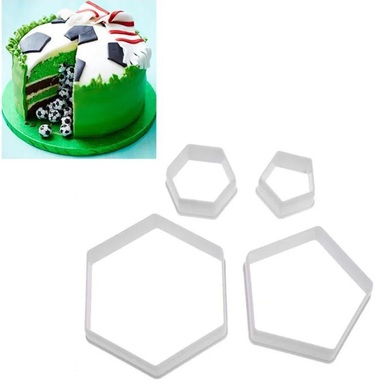 

Hexagon Football Plastic Cookie Cutter Sugar Fondant Cake Decoration Mold Bakeware Cake Tools Cake Printing Mold Kitchen Tools