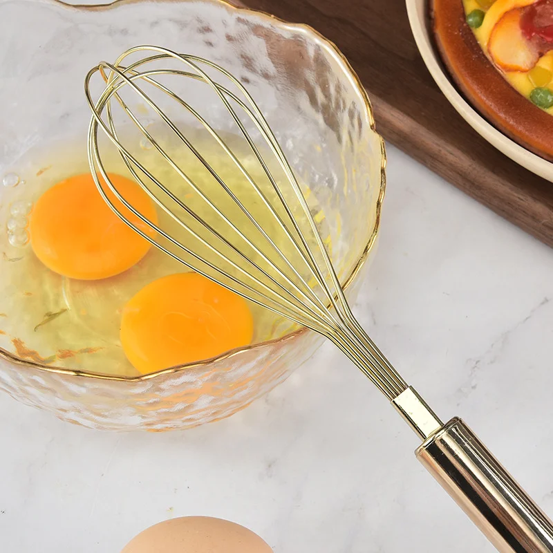 

Stainless Steel Golden Stainless Steel Egg Beater Hand Whisk Egg Mixer Tool Kitchen Egg Whisk Kitchen Utensil Baking Cake Tool