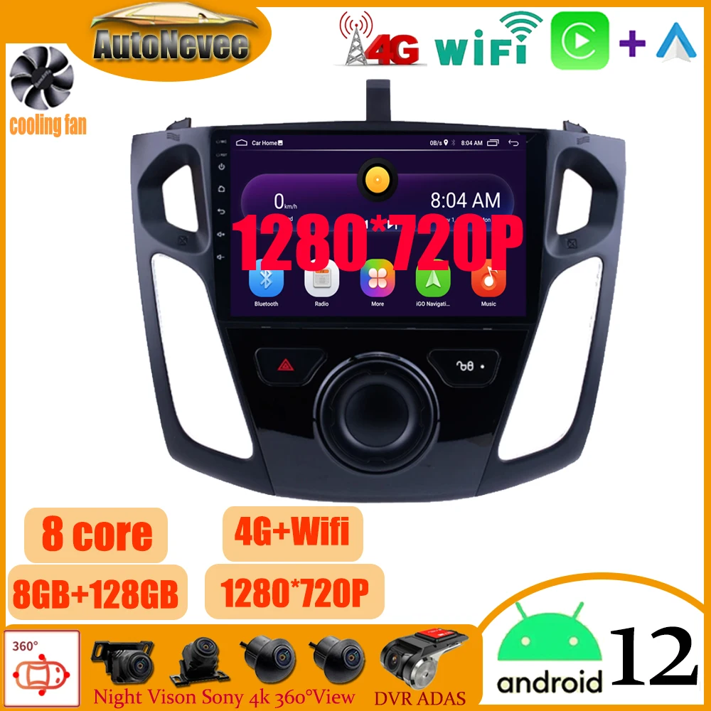 

For Android 12 Ford Focus 3 Mk 3 2011 - 2015 Car Radio Multimedia Video Player Navigation GPS 2DIN Auto Radio QLED DSP Carplay