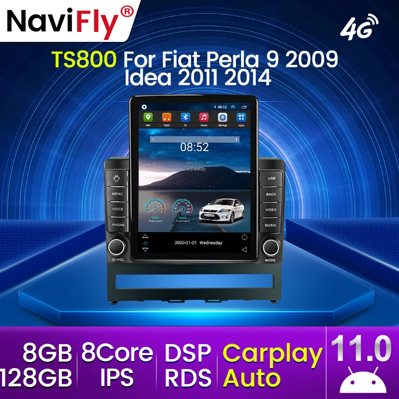 8+128G Для Fiat Palio Perla 9 2009 Idea Strada Zotye Z200 Tesla Стиль Автомобильное Радио Мультимедиа Видео