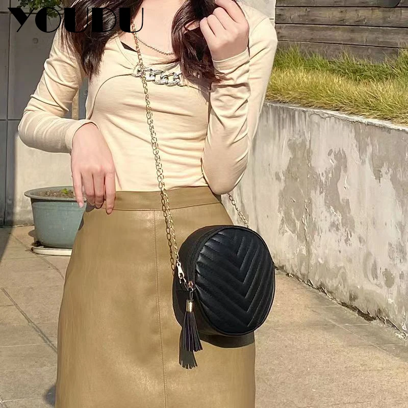 Luxury Designer Women Shoulder Bags Genuine Fashion Casual Handbags Female Chain Circular Bag Wallets New Ladies Leather Bags