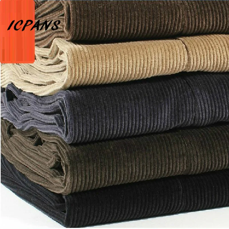 

ICPANS Corduroy Men Trousers Straight Thick Warm Autumn Winter Men Pants High Waist Mens Pants Plus Size 40 42 44 46