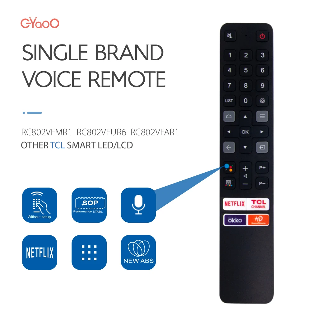 

Смарт-пульт дистанционного управления RC901V FMR1 с голосовым управлением Bluetooth RF Netflix сетевая кнопка для TCL Android светодиодный K LED Smart TV