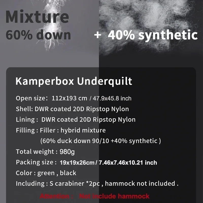 Kamperbox пуховое одеяло спальный мешок пуховый гамак для кемпинга туризма