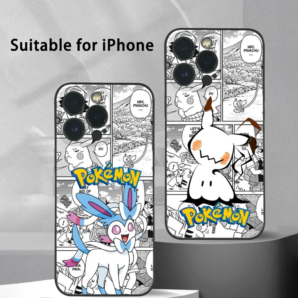 Симпатичный чехол для телефона Sylveon Mimikyu iPhone 16 15 14 13 12 11 Pro Max Plus Mini Frosted Soft Shell Funda