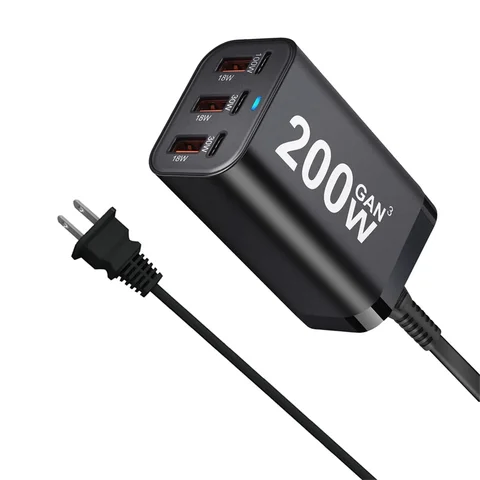 Новое настольное зарядное устройство GAN мощностью 200 Вт 3C3A - специальное зарядное устройство для мобильного телефона GAN с зарядкой GaN, вилка стандарта США